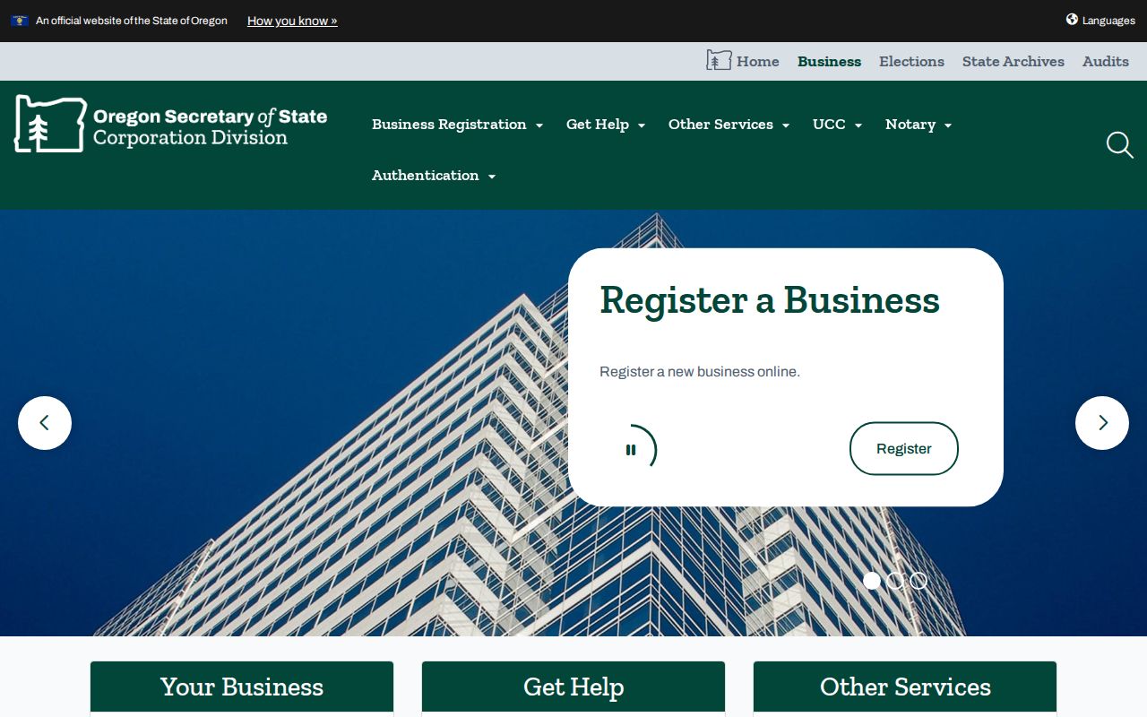 Hillsboro residents directory Oregon Secretary of State business registry screen