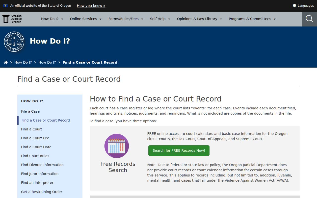 Hillsboro residents directory Oregon Judicial Department free records search