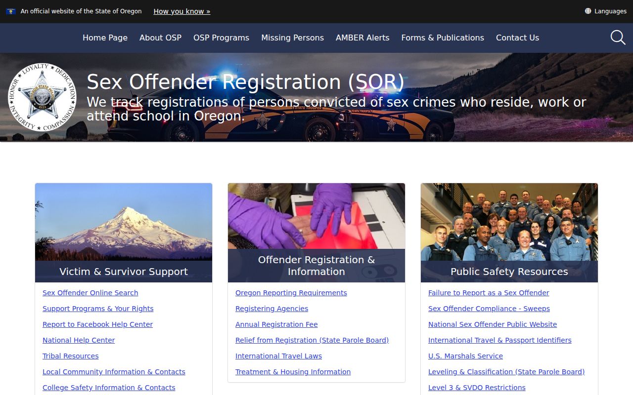 Hillsboro neighbors page view of Oregon State Police registry information