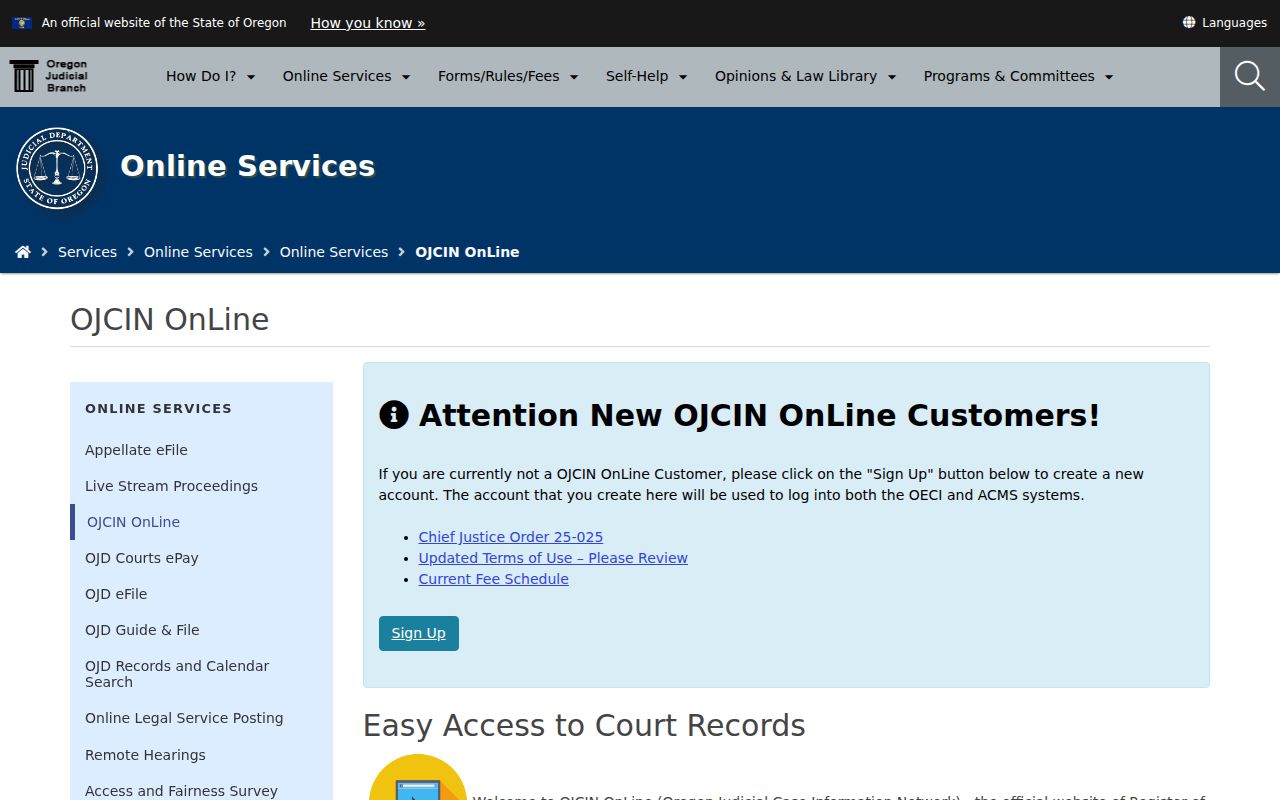 Hillsboro resident lookup using official Oregon OJCIN court records access