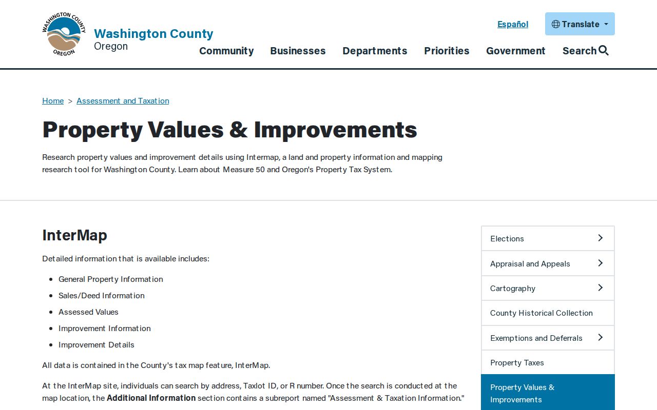 Hillsboro street directory county InterMap property-search instructions